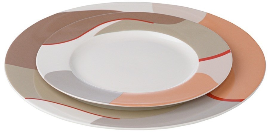 Набор из двух тарелок бежевого цвета с авторским принтом из коллекции freak fruit, 27см (73585)