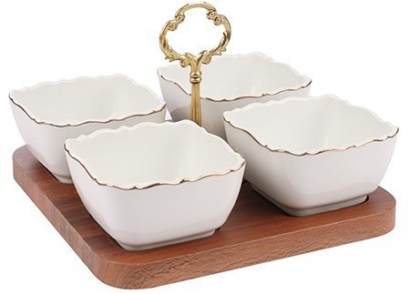 Менажница керамическая для сервировки 4 блюда LORAINE (90052-345)