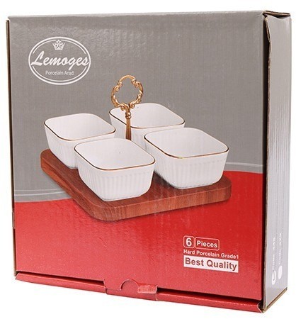 Менажница керамическая для сервировки 4 блюда LORAINE (90052-345)