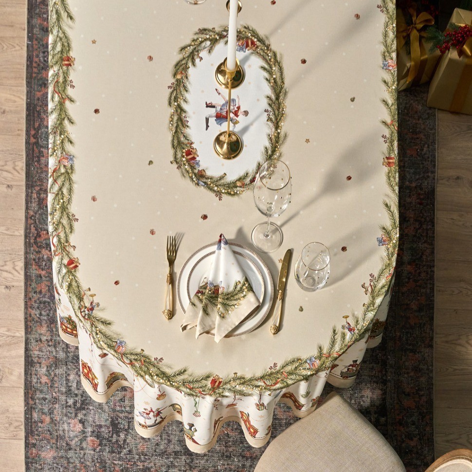 Скатерть  овальная  "щелкунчик" ,140х300см ,бежевый ,100%хлопок ,твил Lefard (850-757-42)