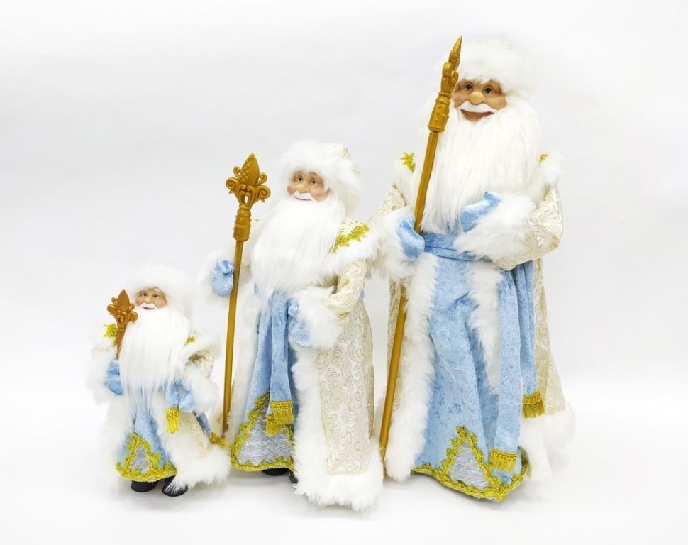 Дед мороз в голубой шубе и белой шапке 60 см (84677)