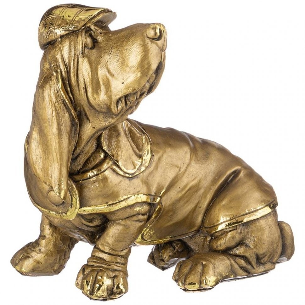 Фигурка декоративная "пес-такса в кепке" высота 24 см цвет: бронза с позолотой ИП Шихмурадов (169-425)