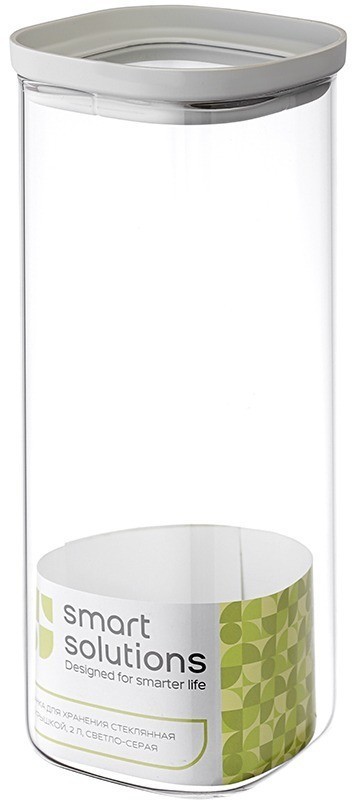 Банка для хранения стеклянная с крышкой, 2 л, светло-серая (77787)