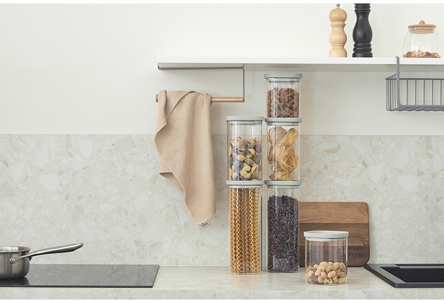 Банка для хранения стеклянная с крышкой, 2 л, светло-серая (77787)