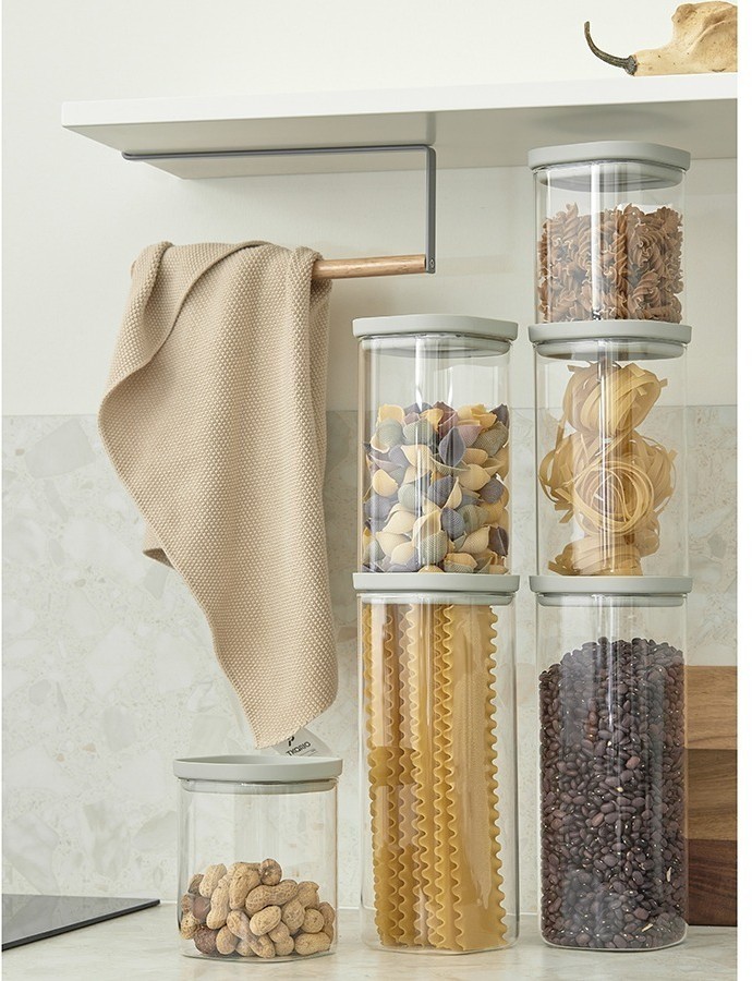 Банка для хранения стеклянная с крышкой, 2 л, светло-серая (77787)