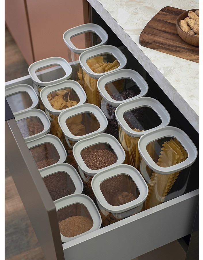 Банка для хранения стеклянная с крышкой, 2 л, светло-серая (77787)