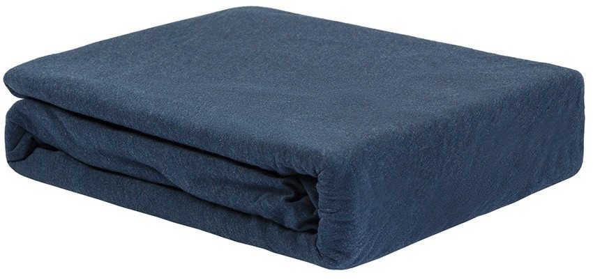 Простыня на резинке из хлопкового трикотажа темно-синего цвета из коллекции essential, 160х200х30 см (76112)