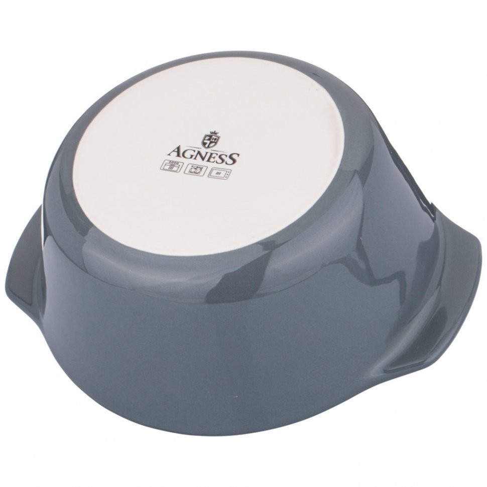 Форма для запекания со стеклянной жаропрочной крышкой agness 28*23*13,4см 2,5л серая (189-311)