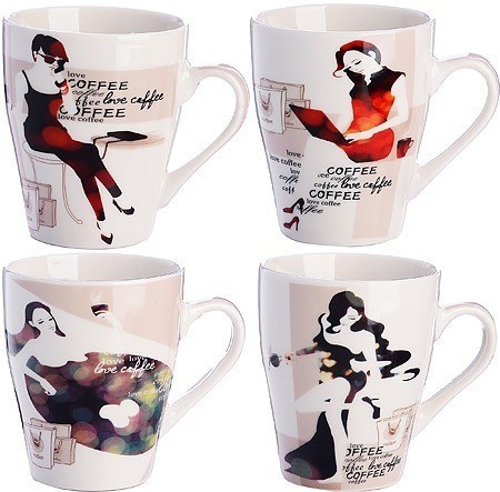 Набор кружек 340 мл 4 шт Coffee LORAINE (31219-Н1)