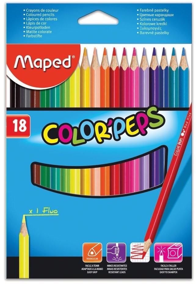 Карандаши цветные трехгранные Maped Color'Peps 18 цветов 183218 (2) (65731)