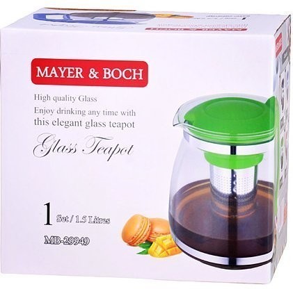 Чайник заварочный кра1,5 л стекло Mayer&Boch (29949-2)