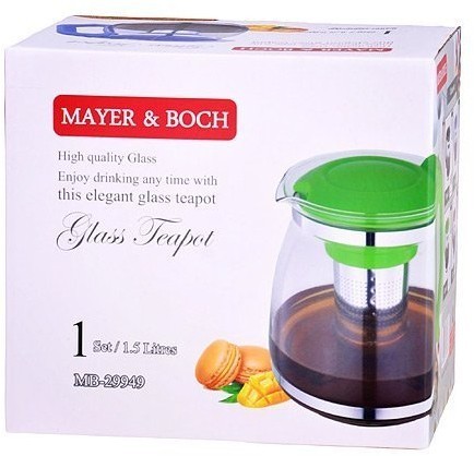 Чайник заварочный кра1,5 л стекло Mayer&Boch (29949-2)