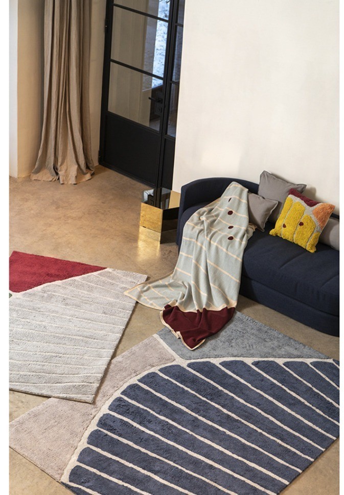 Ковер из хлопка с рисунком tea plantation серого цвета из коллекции terra, 120х180 см (74501)