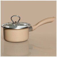 Ковш эмалир. со стекл. крышкой с эффектом металлик серия &quot;deluxe&quot; цв:кофейный 1,1 л. 14х8,5 см Agness (901-085)