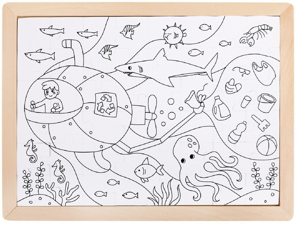 Пазл для детей "Морская спасательная служба", 2в1 (пазл и раскраска в рамке), серия "Умняша" (E1643_HP)