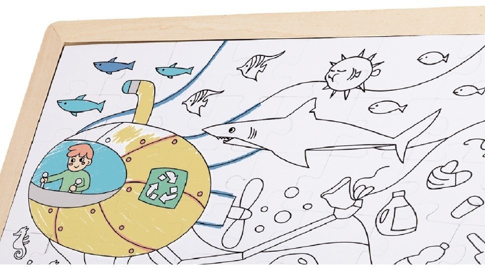 Пазл для детей "Морская спасательная служба", 2в1 (пазл и раскраска в рамке), серия "Умняша" (E1643_HP)