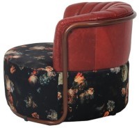Пуф C0282A-02-1D/#B52#191059-05, текстиль, кожа, нержавеющая сталь, Red, ROOMERS FURNITURE