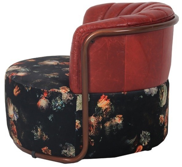 Пуф C0282A-02-1D/#B52#191059-05, текстиль, кожа, нержавеющая сталь, Red, ROOMERS FURNITURE