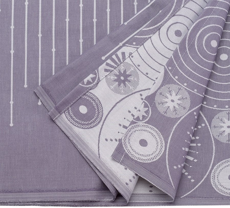 Скатерть из хлопка фиолетово-серого цвета с рисунком Ледяные узоры, new year essential, 180х180см (72175)