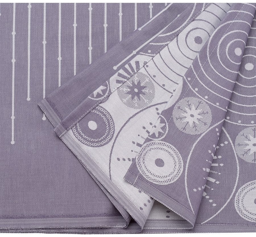 Скатерть из хлопка фиолетово-серого цвета с рисунком Ледяные узоры, new year essential, 180х180см (72175)