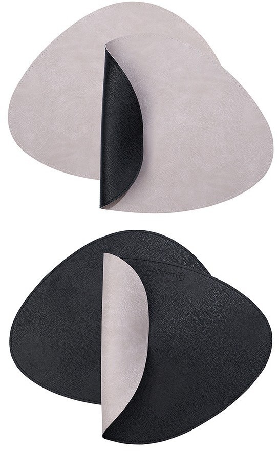 Набор из 4-х двухсторонних сервировочных салфеток drop, 33х41 см, черный/светло-серый (78744)