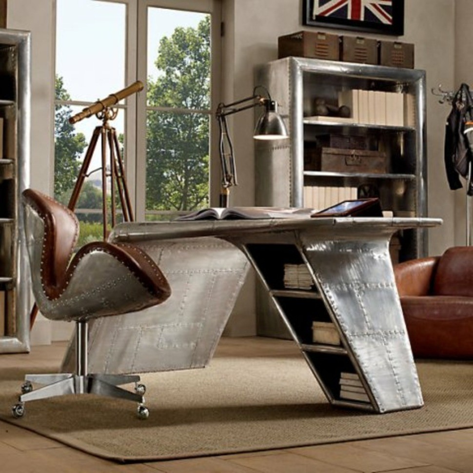 Шкаф Авиатор TO-LLAVH100STRALMZ, дерево, металл, chrom/grey, RESTORATION HARDWARE