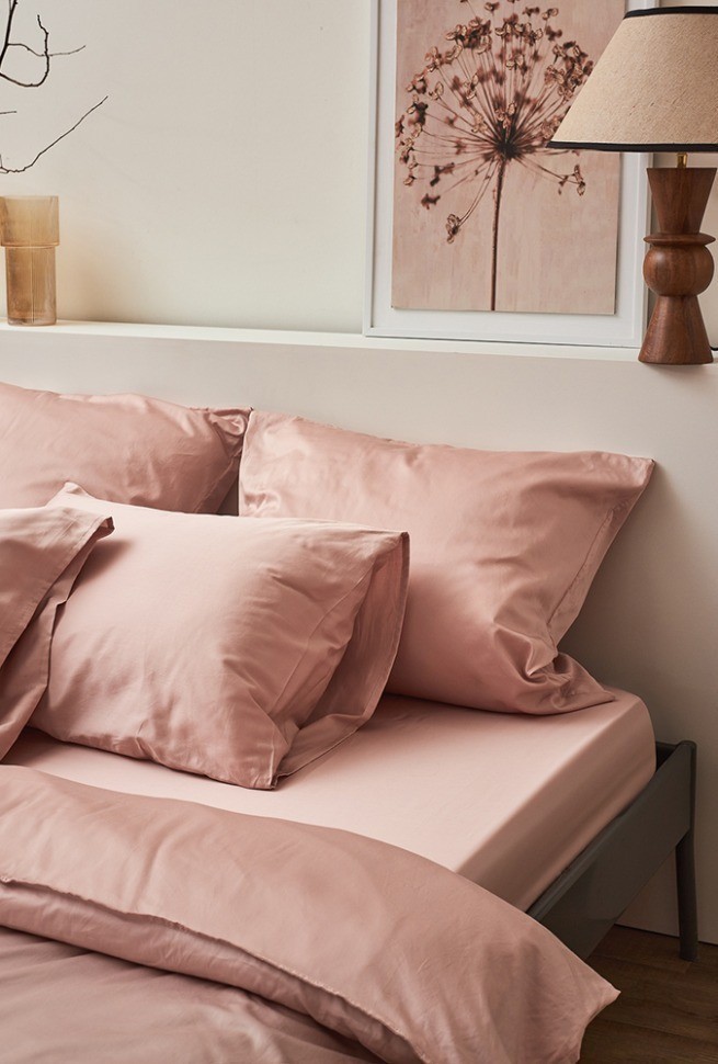 Комплект постельного белья из премиального сатина цвета пыльной розы из коллекции essential, 150х200 см (78460)