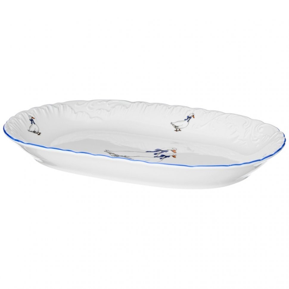 Блюдо овальное рококо "гуси" 29*20,5 см мал.уп. 6шт без упак Cmielow (676-030)