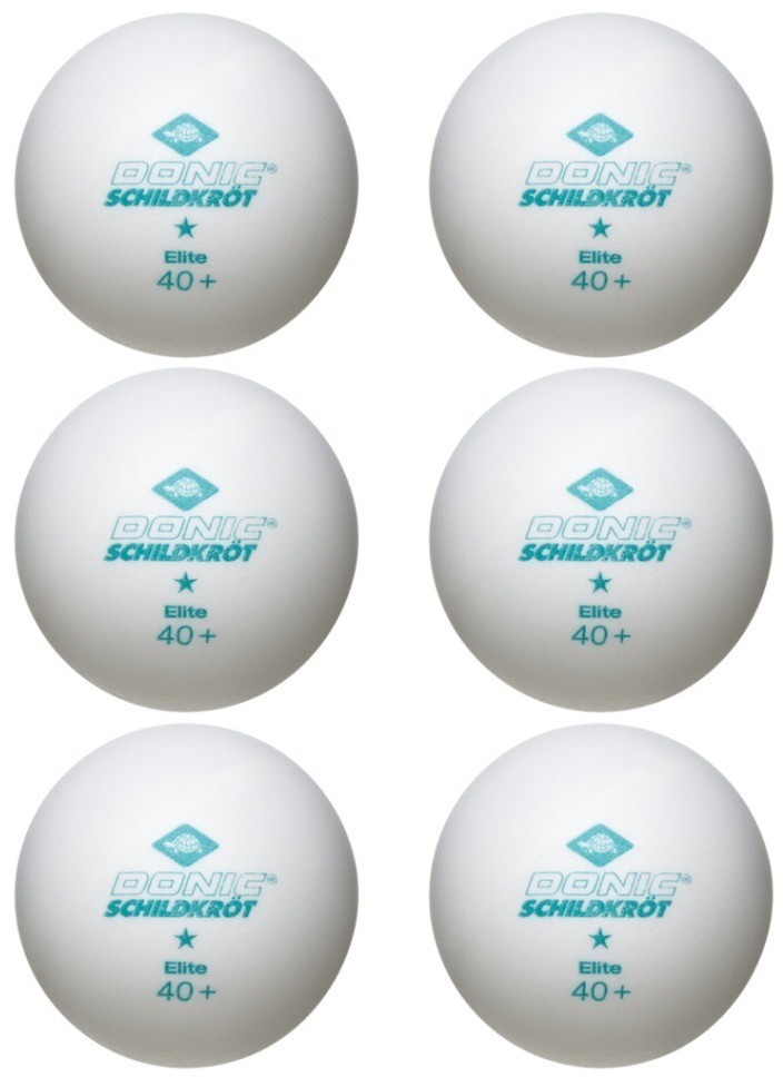 Мяч для настольного тенниса Donic 1* Elite, белый 6 шт. (1035729)