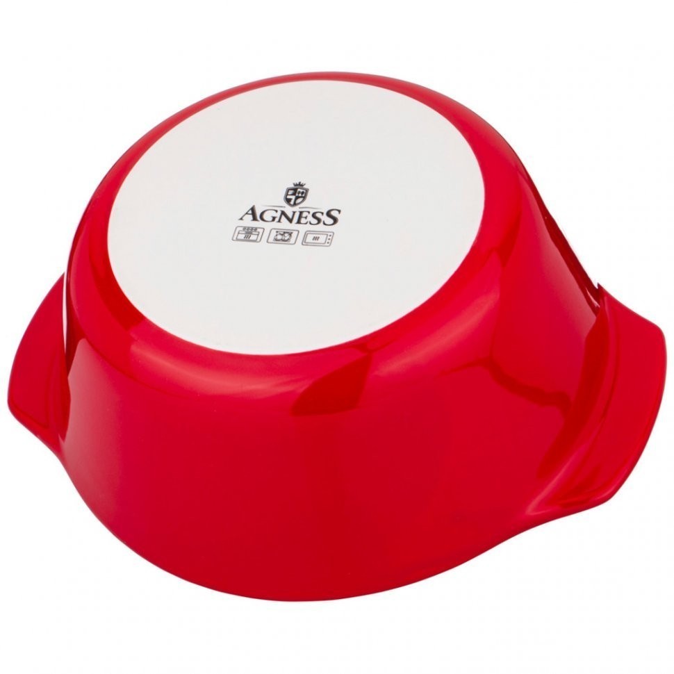 Форма для запекания со стеклянной жаропрочной крышкой agness 28*23*13,4см 2,5л красная (189-312)