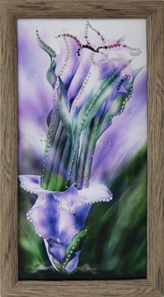Картина Каллы фиолетовые малые с кристаллами Swarovski (1577)