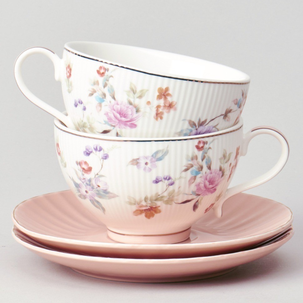 Чайный набор lefard "времена года" на 2 пер. 4 пр. 250 мл розовый (42-572)