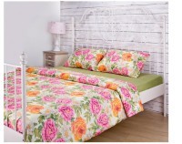 Кпб 1,5 сп &quot;пионы&quot; под 150х215 -1шт, прост (зеленый)180х220 -1шт, нав 50х70 - 2шт. 100 % х/б, сатин SANTALINO (984-013)