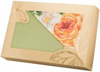 Кпб 1,5 сп &quot;пионы&quot; под 150х215 -1шт, прост (зеленый)180х220 -1шт, нав 50х70 - 2шт. 100 % х/б, сатин SANTALINO (984-013)