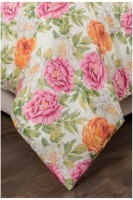 Кпб 1,5 сп &quot;пионы&quot; под 150х215 -1шт, прост (зеленый)180х220 -1шт, нав 50х70 - 2шт. 100 % х/б, сатин SANTALINO (984-013)