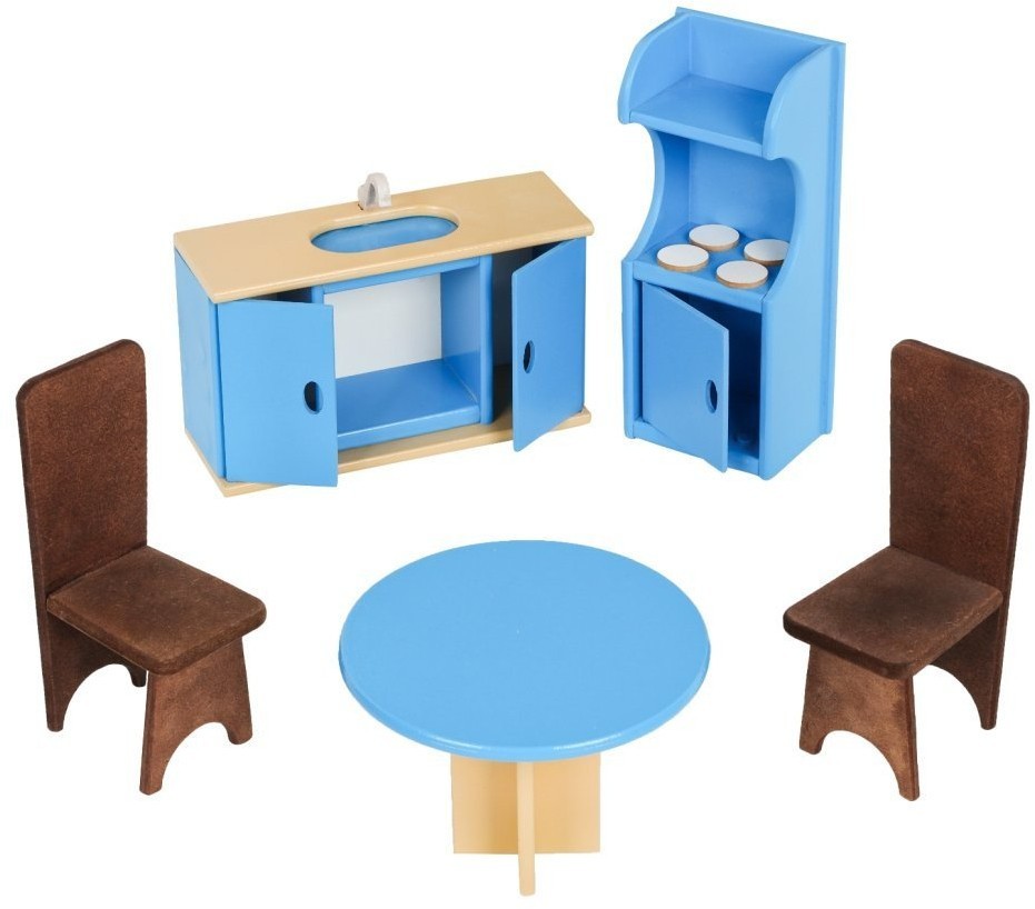 Деревянный кукольный домик "Муза", с мебелью 16 предметов в наборе и с качелями, для кукол 30 см (PD315-01)