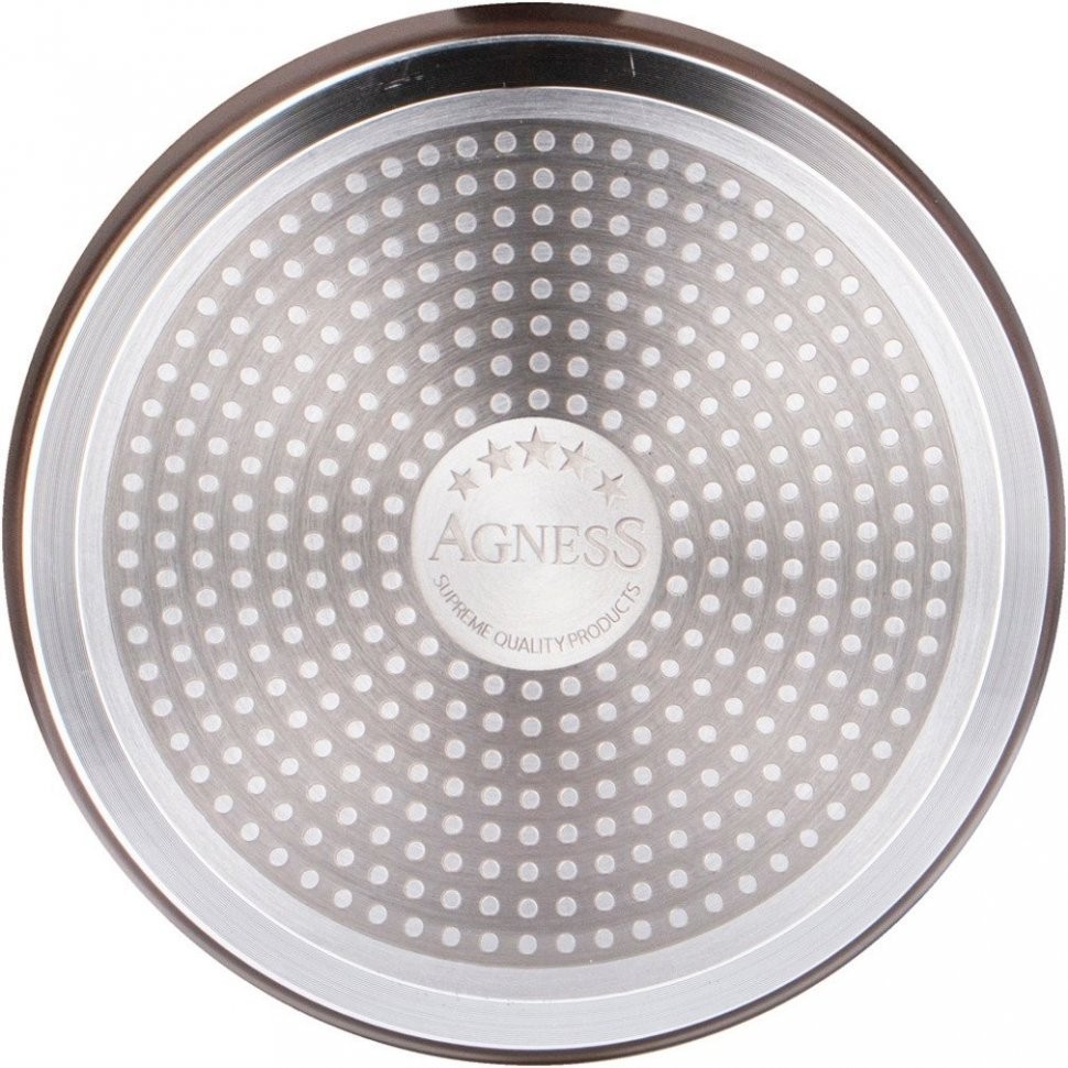 Сковорода блинная agness "spicy" с "мраморным" антипригар.покрытием 22 см цвет: шоколад Agness (947-555)