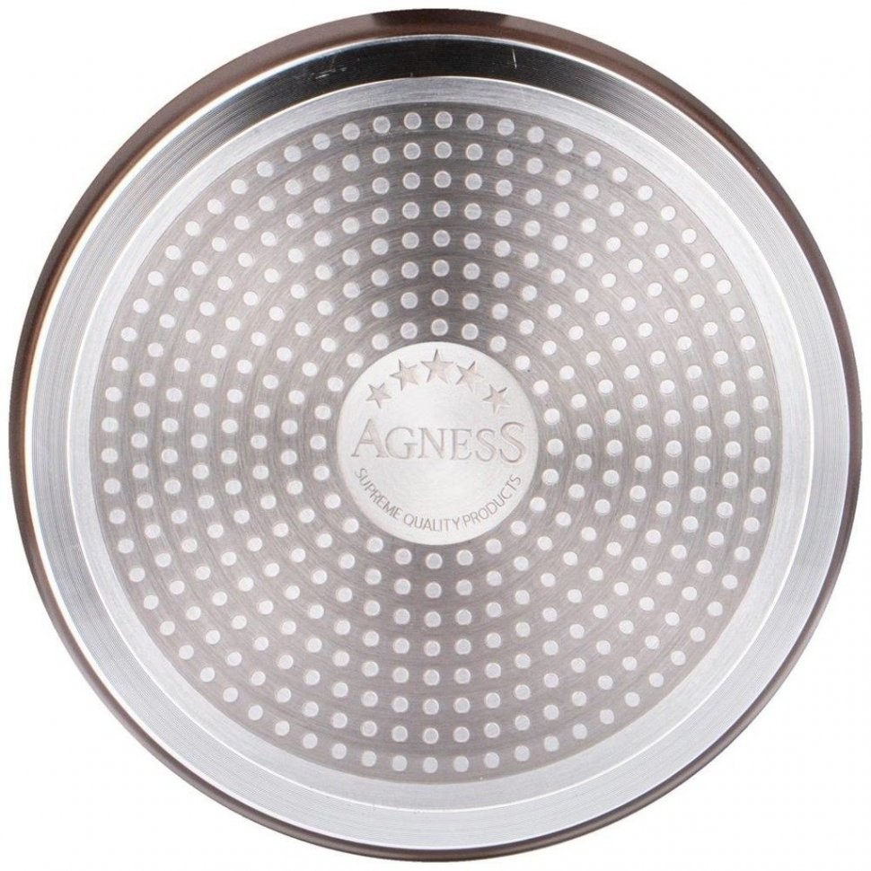 Сковорода блинная agness "spicy" с "мраморным" антипригар.покрытием 22 см цвет: шоколад Agness (947-555)