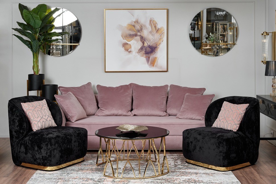 Зеркало круглое с металл. вставками золото d80см (TT-00005890)