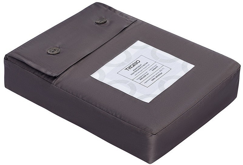 Комплект постельного белья из премиального сатина темно-серого цвета из коллекции essential, 200х220 см (78459)