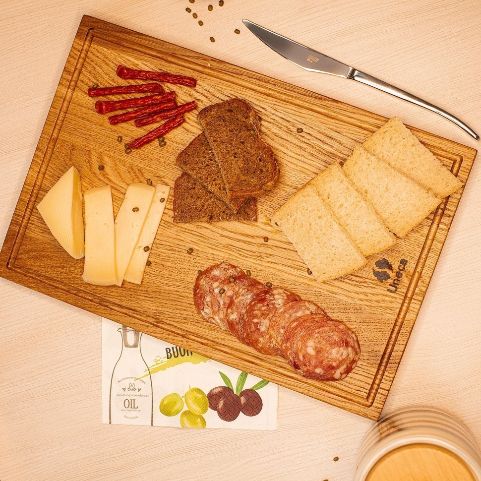 Доска разделочная прямоугольная 33х23х1,8 см деревянная, дуб ДЧ-019/1