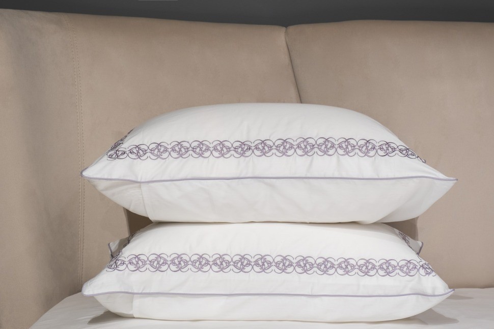 Комплект наволочек сатин вышивка Фиори,сиренево-белый, 50*70см (2шт) (TT-00015273)