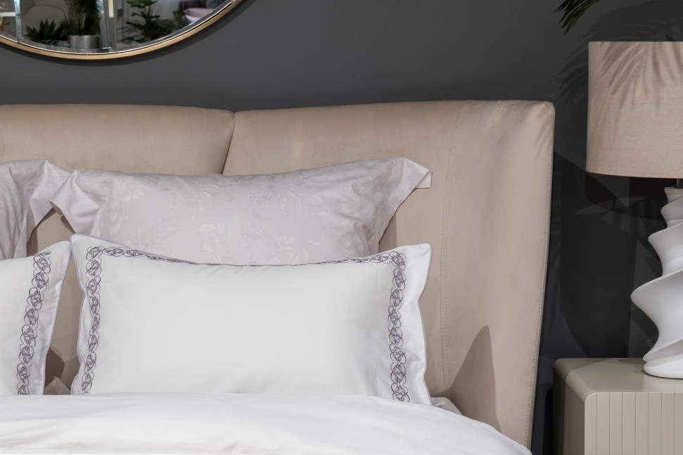 Комплект наволочек сатин вышивка Фиори,сиренево-белый, 50*70см (2шт) (TT-00015273)