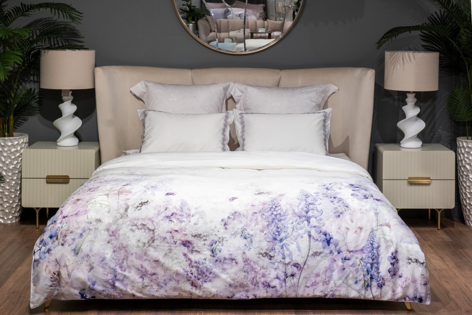 Комплект наволочек сатин вышивка Фиори,сиренево-белый, 50*70см (2шт) (TT-00015273)