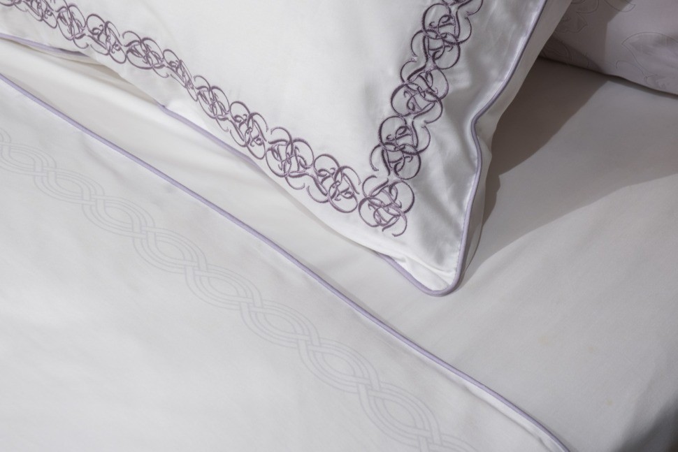 Комплект наволочек сатин вышивка Фиори,сиренево-белый, 50*70см (2шт) (TT-00015273)