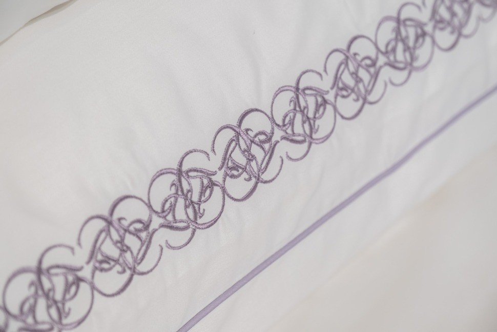 Комплект наволочек сатин вышивка Фиори,сиренево-белый, 50*70см (2шт) (TT-00015273)