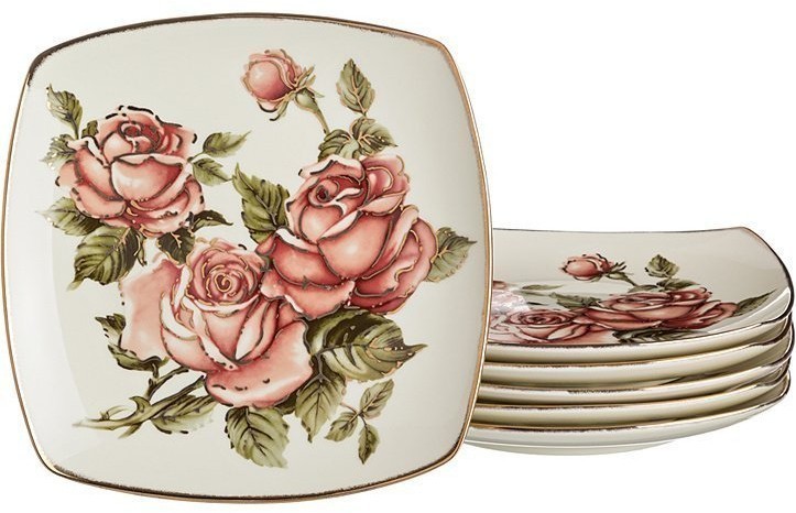 Набор тарелок из 6 шт. "корейская роза" 25*25 см Lefard (215-145)
