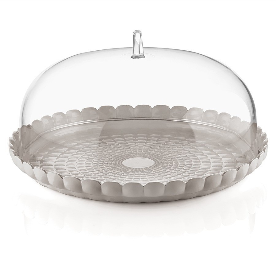 Блюдо сервировочное с крышкой tiffany, D36 см, серо-бежевое (75600)