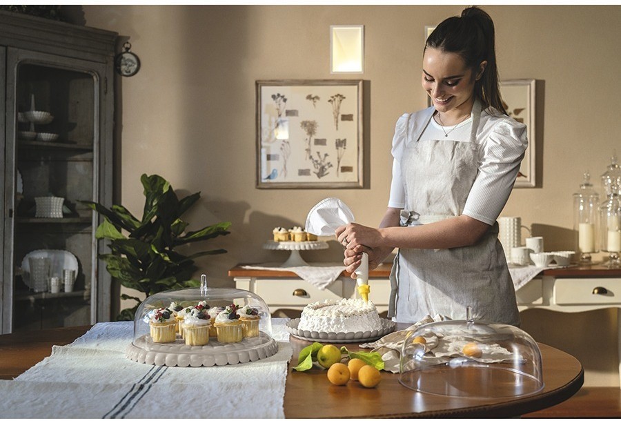 Блюдо сервировочное с крышкой tiffany, D36 см, серо-бежевое (75600)