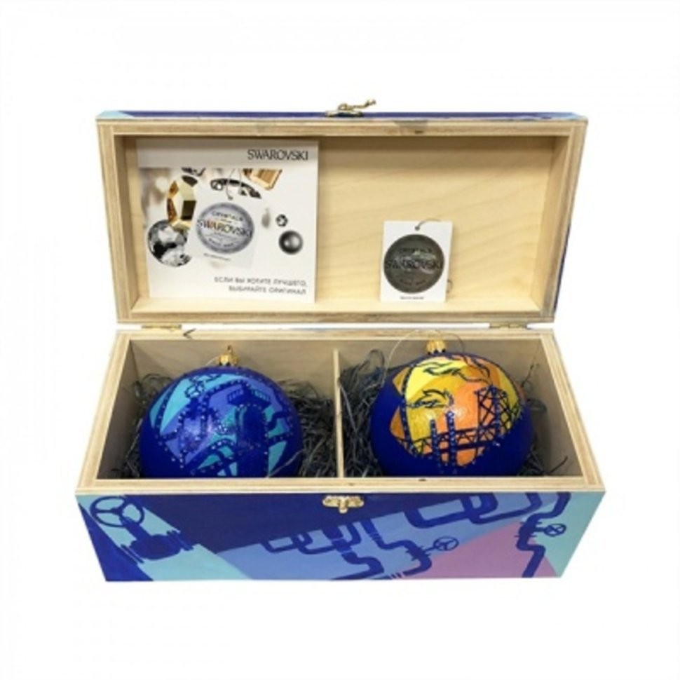 Новогодний набор на 2 шара Газ 1 с кристаллами Swarovski (2167)